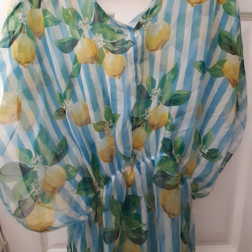 Westloop Blouse Sz OS. Blue, gold/yellow, green